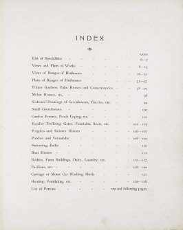 MacKenzie and Moncur's Catalogue of Horticultural Buildings.
Contents Page