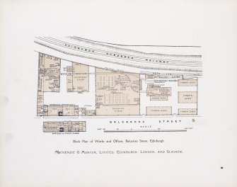 Catalogue of Horticultural Buildings by MacKenzie and Moncur. 
Block Plan of Works and Offices, Balcarres Street, Edinburgh