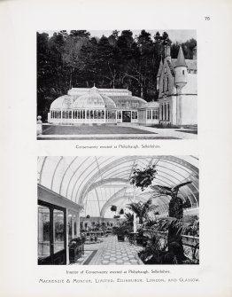 Catalogue of Horticultural Buildings by MacKenzie and Moncur
"Conservatory erected at Philiphaugh, Selkirkshire" and "Interior of Conservatory erected at Philiphaugh, Selkirkshire"