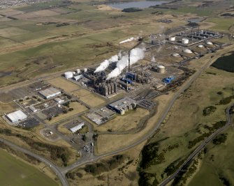 Aerial view centred on the petrochemical complex, taken from the SSW.