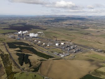 General aerial view centred on the petrochemical complex, taken from the ESE.