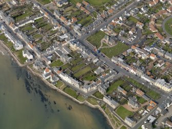 General oblique aerial view of the village centred on Rankeillor Street, taken from the ESE.