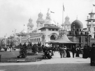 Digital copy of photograph of exhibition buildings at the Glasgow International Exhibition in 1901.