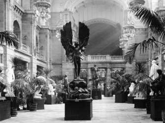 View of interior of Kelvingrove Museum and Art Gallery, taken during the Glasgow International Exhibition in 1901.