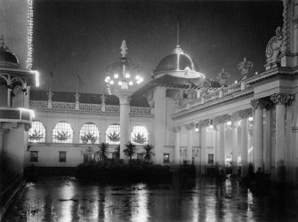 Digital copy of photograph of illuminated building, taken at the Glasgow International Exhibition in 1901.