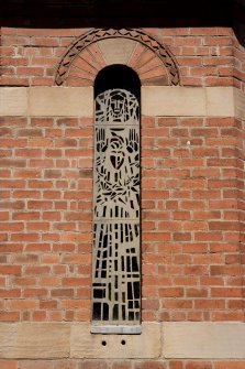 View from south, detail of stained glass window