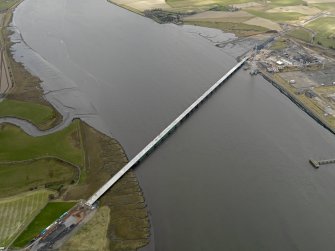 Oblique aerial view centred on the new road bridge, taken from the SE.