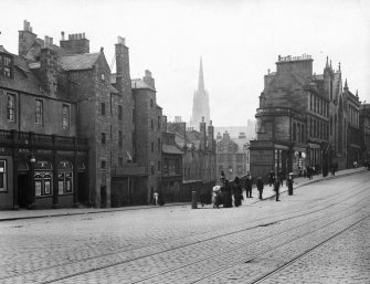 Photograph, with text; 'Candlemaker Row - General view from Lindsay Place'
Edinburgh Photographic Society Survey of Edinburgh and District, Ward XIV George Square