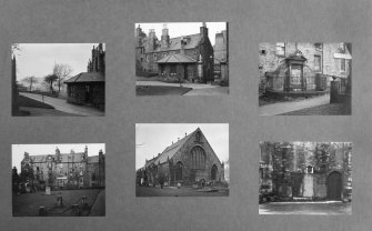 Digital copy of inner page of card folder containing photographs of Greyfriars Churchyard. 
Edinburgh Photographic Society Survey of Edinburgh and District, Ward XIV George Square