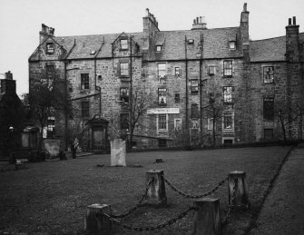 EPS/5/4  Photograph of gravestones, with text; 'Greyfriars Churchyard  East Division  General view of S. E. wall'
Edinburgh Photographic Society Survey of Edinburgh and District, Ward XIV George Square