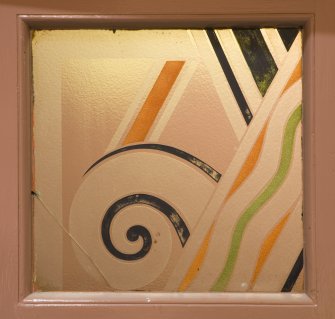 Interior. Detail of glass door panel.