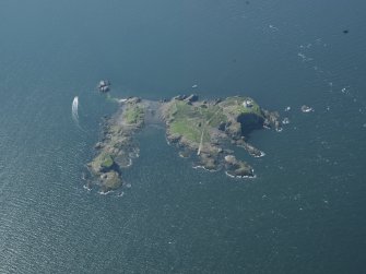 General oblique aerial view centred on Fidra Island, taken from the E.