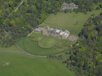 Oblique aerial view centred on Gosford House and policies, taken from the SW.