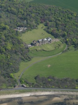 Oblique aerial view centred on Gosford House and policies, taken from the WNW.