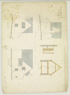 Episcopal School. N, S and W elevations, and transverse section.
