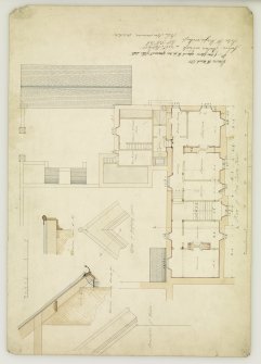 Plan of bed room floor and details and sections of gables.