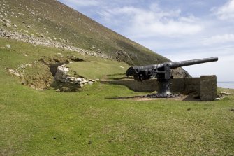 Village Bay, Gun Emplacement. View of gun and magazine from W.