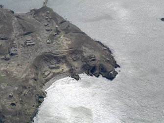 Oblique aerial view centred on the northern defences, taken from the N.