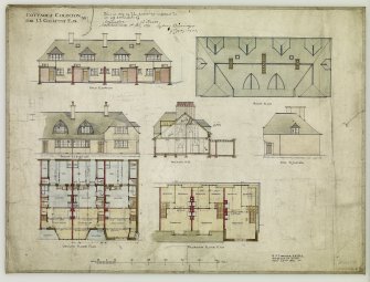 Cottages for J J Gelletly Esq.
Sections, elevations and plans.