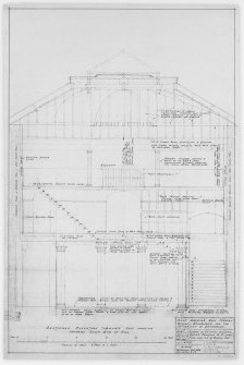 Survey of Existing Building, Detail Section D-D thro' Hall looking at South End.