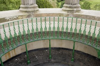 Upper level. Walkway railings. Detail