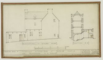Elevation to Kitchen Court and Section A-A.
