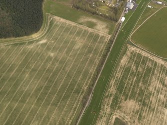 Oblique aerial view centred on the remains of the temporary camp, taken from the WSW.