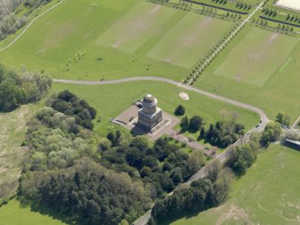 Oblique aerial view centred on the mausoleum, taken from the NW.