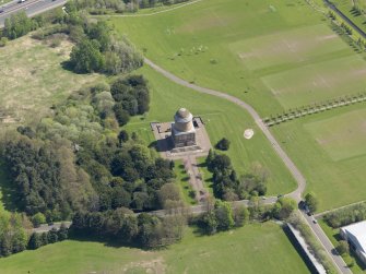Oblique aerial view centred on the mausoleum, taken from the W.