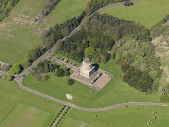 Oblique aerial view centred on the mausoleum, taken from the SE.