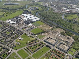 Oblique aerial view centred on  the Dalmarnock-Dalbeth-Carmyle area of Glasgow (future site of the Glasgow 2014 Commonwealth Games), taken from the NW.