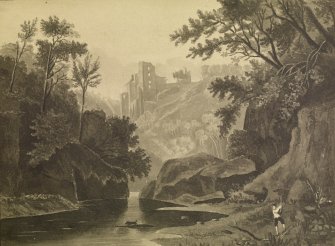 Digital copy of drawing of Roslin Castle.