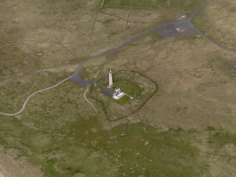 Oblique aerial view centred on the lighthouses, taken from the S.