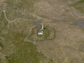 Oblique aerial view centred on the lighthouses, taken from the E.