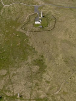 Oblique aerial view centred on the lighthouses, taken from the SE.