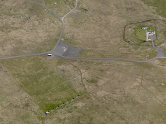 Oblique aerial view centred on firing range with the lighthouses adjacent, taken from the WNW.