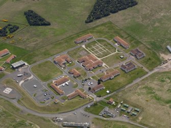 Oblique aerial view centred on Barry Buddon Camp, taken from the NW.