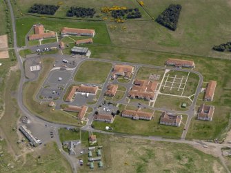 Oblique aerial view centred on Barry Buddon Camp, taken from the W.