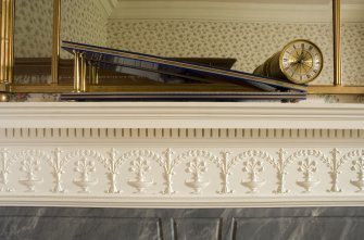 Interior. Tower.  First  floor. West chintz bedroom. Fireplace. Detail