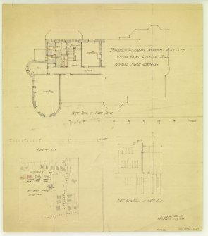Plan of Jeffrey House, Kinnear Road. Proposed Minor Alteration, part Plan of First Floor, Part elevation of West End and Plan of Site.