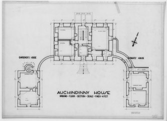 Ground floor plan, including servants and gardener's houses.