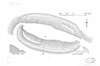 Publication drawing; plan and section of fort, Maiden Castle.
