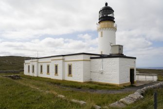 View of Cape Wrath Lighthouse and Keepers' Cottages from NNE.