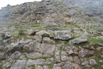 Eilean nan Caorach, fort, view of revetment of entrance track.