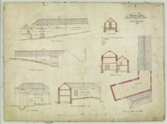 Plan, sections and elevations showing alterations to Mill of Findon.
Signed copy.