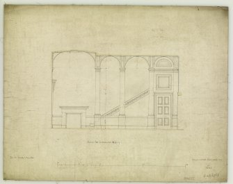 Section.
Titled: 'Section thro' Entrance Hall & Lobby.  For The Faculty of Procurators.  Glasgow  33 Bath Street  October 1855.'