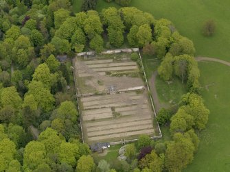 Oblique aerial view centred on the walled garden, taken from the SSE.