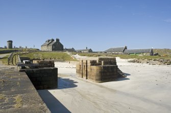 General view of dock and harbour from pier to SE