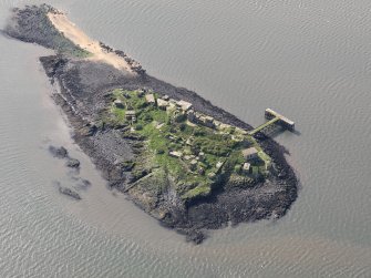 Oblique aerial view of Inchmickery, taken from the NNE.