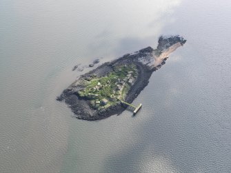 General oblique aerial view of Inchmickery, taken from the NW.